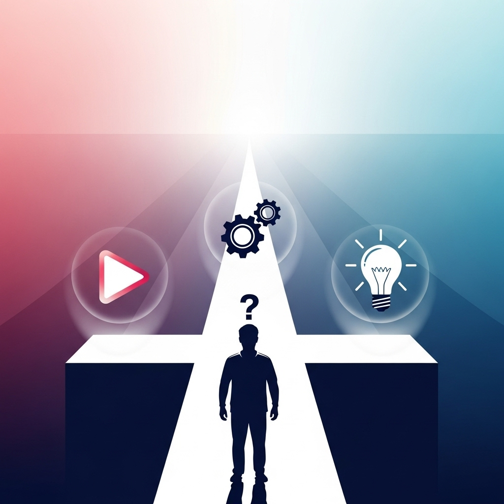 Иллюстрация: человек выбирает между разными иконками