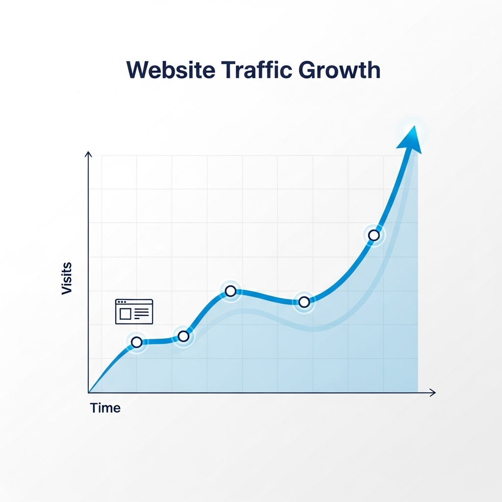 Иллюстрация: графика роста посещаемости