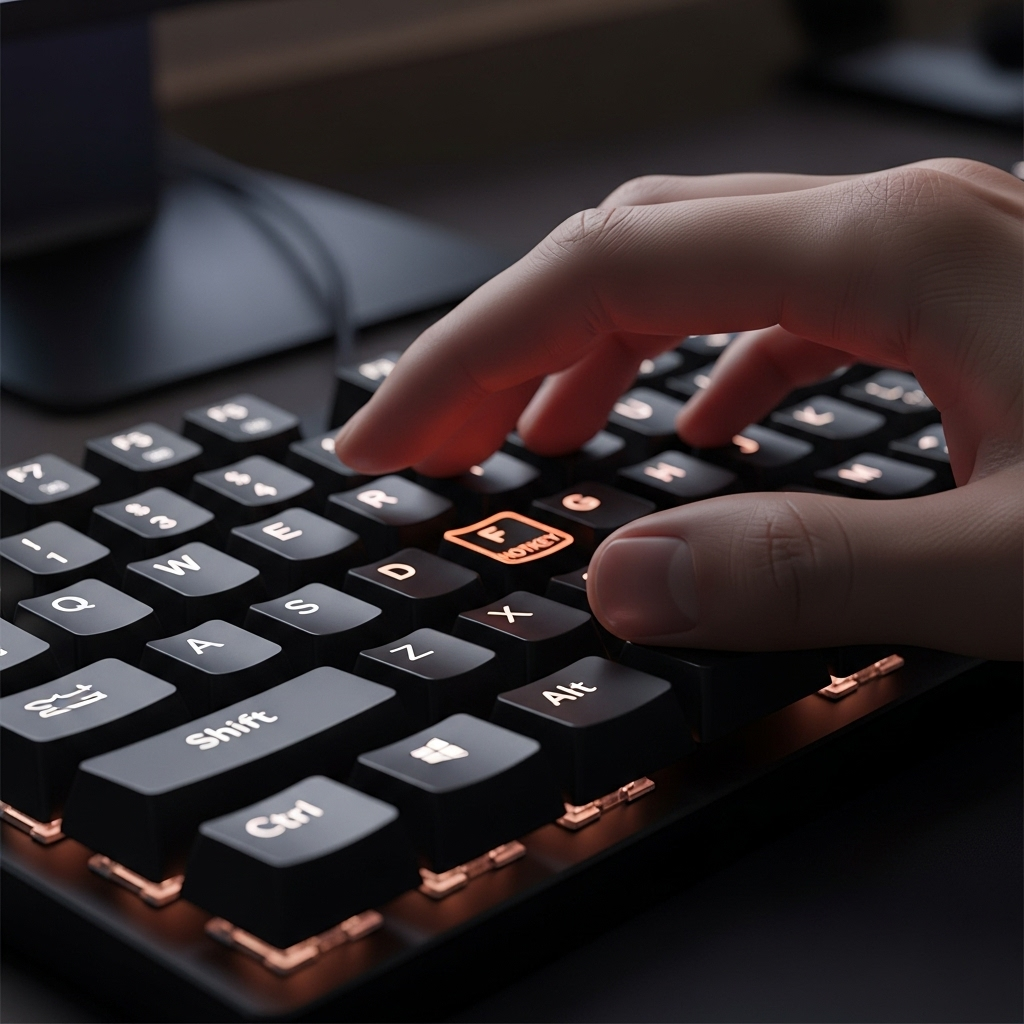Иллюстрация: рука на клавиатуре с горячими клавишами